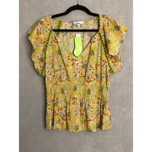 Sam Edelman Women's Medium Nyra Smocked Waist Blouse NEW